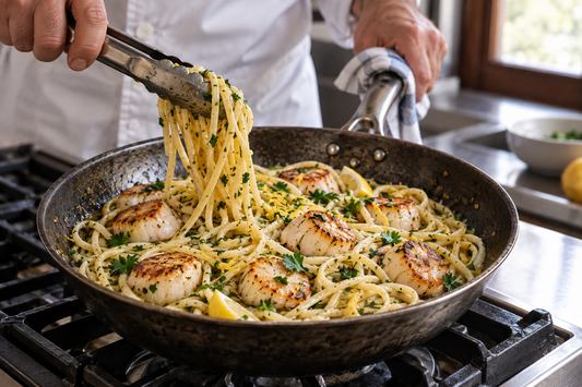 Linguine med pilgrimsmusslor och krämig vitvinssås